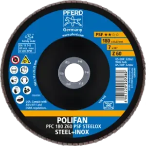 Flap Disc Polifan PFC 180 Z60 PSF Steelox - PFERD